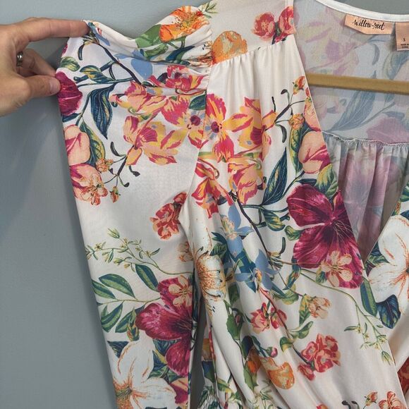 Willow Root Womens Floral V Neck Blouse Small - Picture 2 of 6
